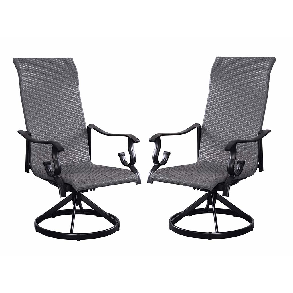 Westin Swivel Rocking Wicker Dining Chair Set in Black