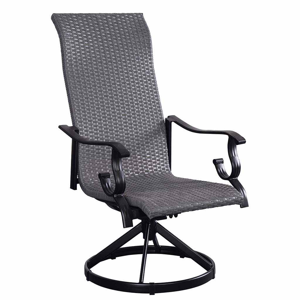 Westin Swivel Rocking Wicker Dining Chair Set in Black
