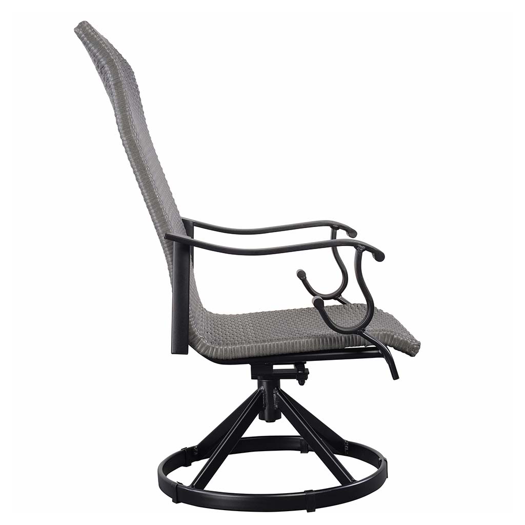 Westin Swivel Rocking Wicker Dining Chair Set in Black