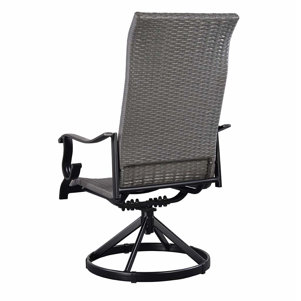 Westin Swivel Rocking Wicker Dining Chair Set in Black