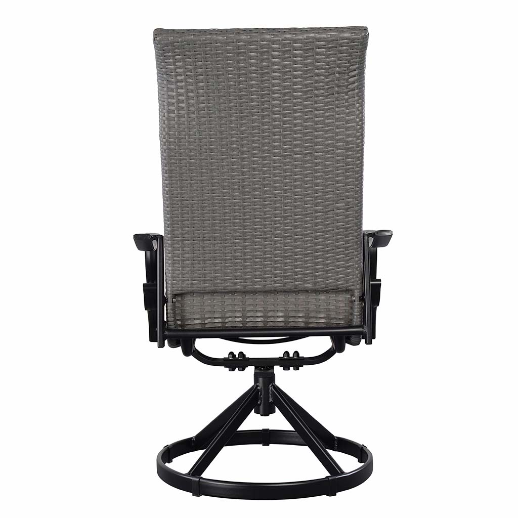 Westin Swivel Rocking Wicker Dining Chair Set in Black