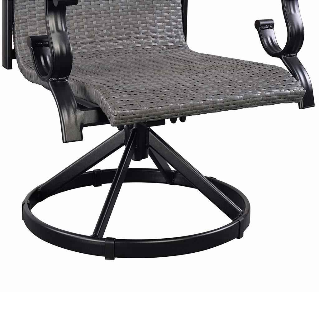 Westin Swivel Rocking Wicker Dining Chair Set in Black