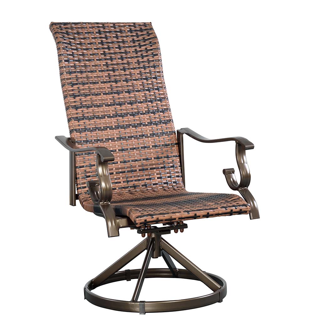 Westin Swivel Rocking Wicker Dining Chair Set in Brown