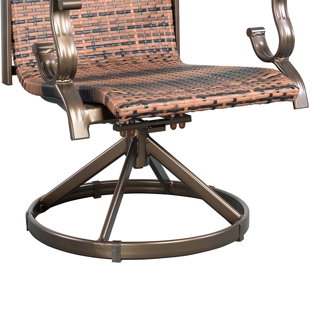 Westin Swivel Rocking Wicker Dining Chair Set in Brown