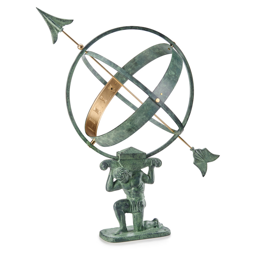 28" Verdigris Atlas Armillary Sundial