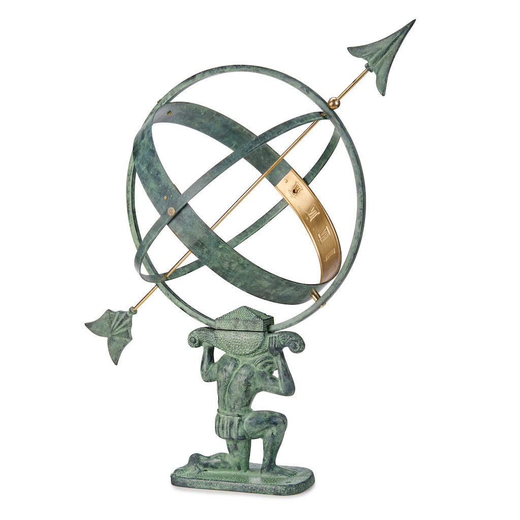 28" Verdigris Atlas Armillary Sundial
