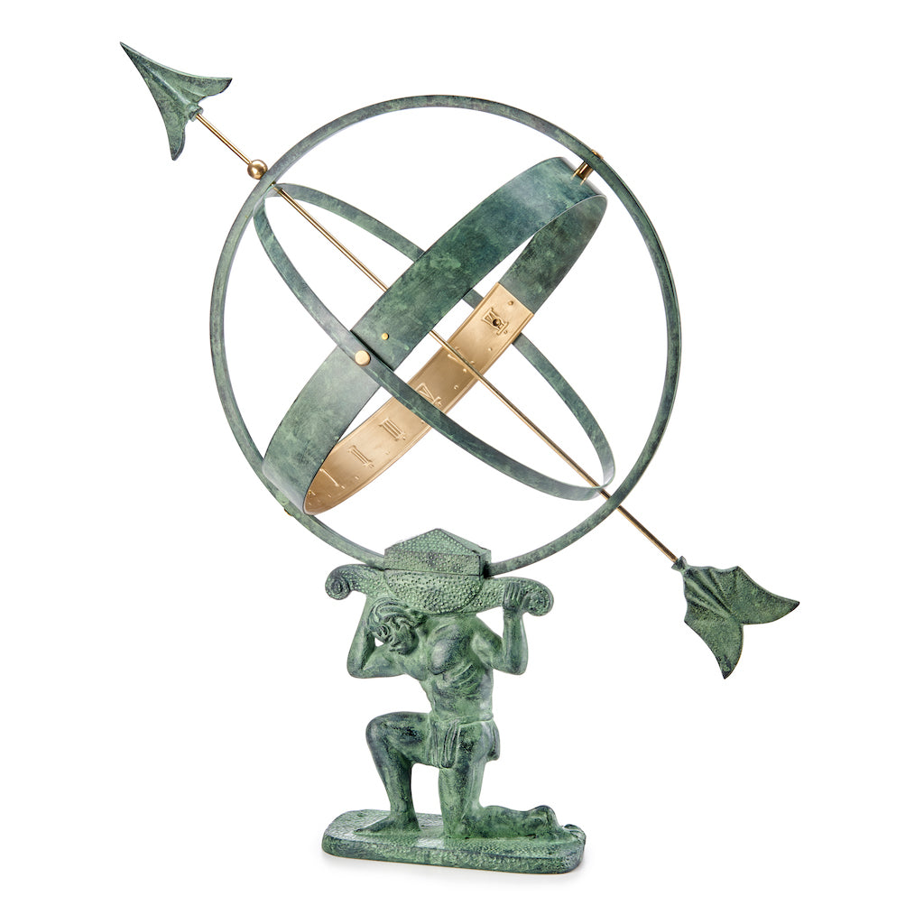 28" Verdigris Atlas Armillary Sundial
