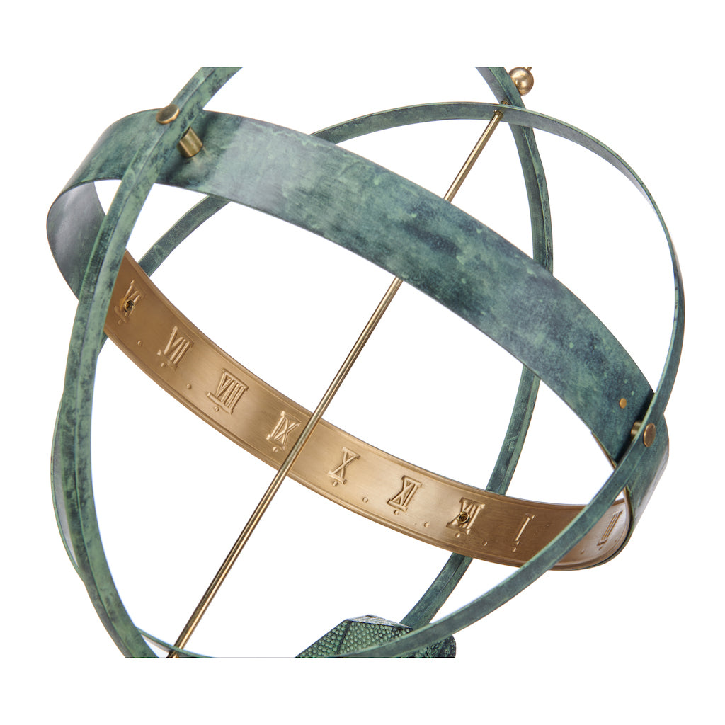 28" Verdigris Atlas Armillary Sundial