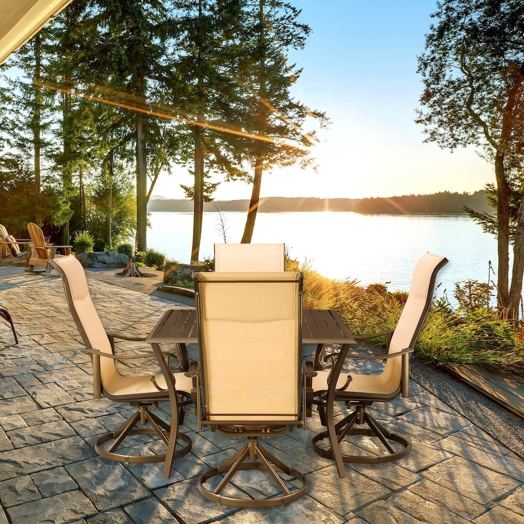 Westin Sling Dining Set in Bronze and Tan