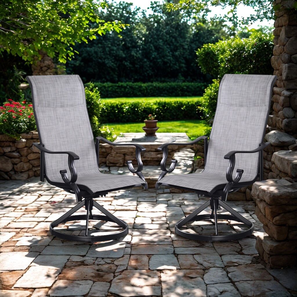 Westin Swivel Rocking Sling Dining Chair Set in Black
