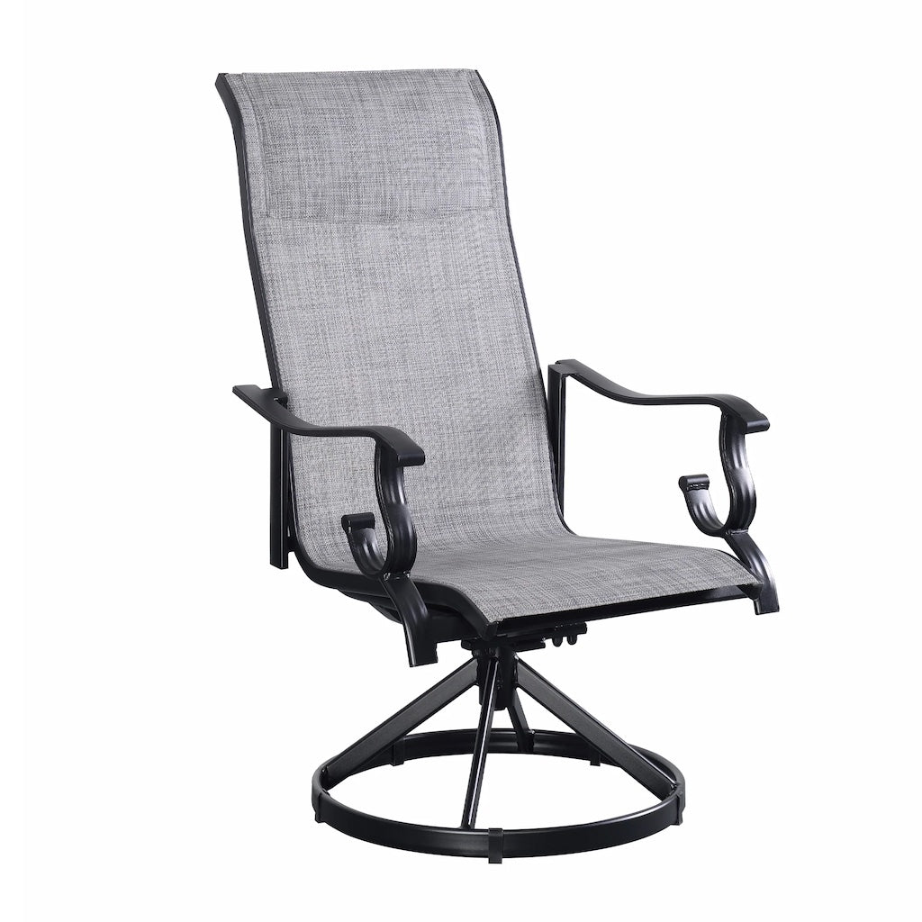 Westin Swivel Rocking Sling Dining Chair Set in Black