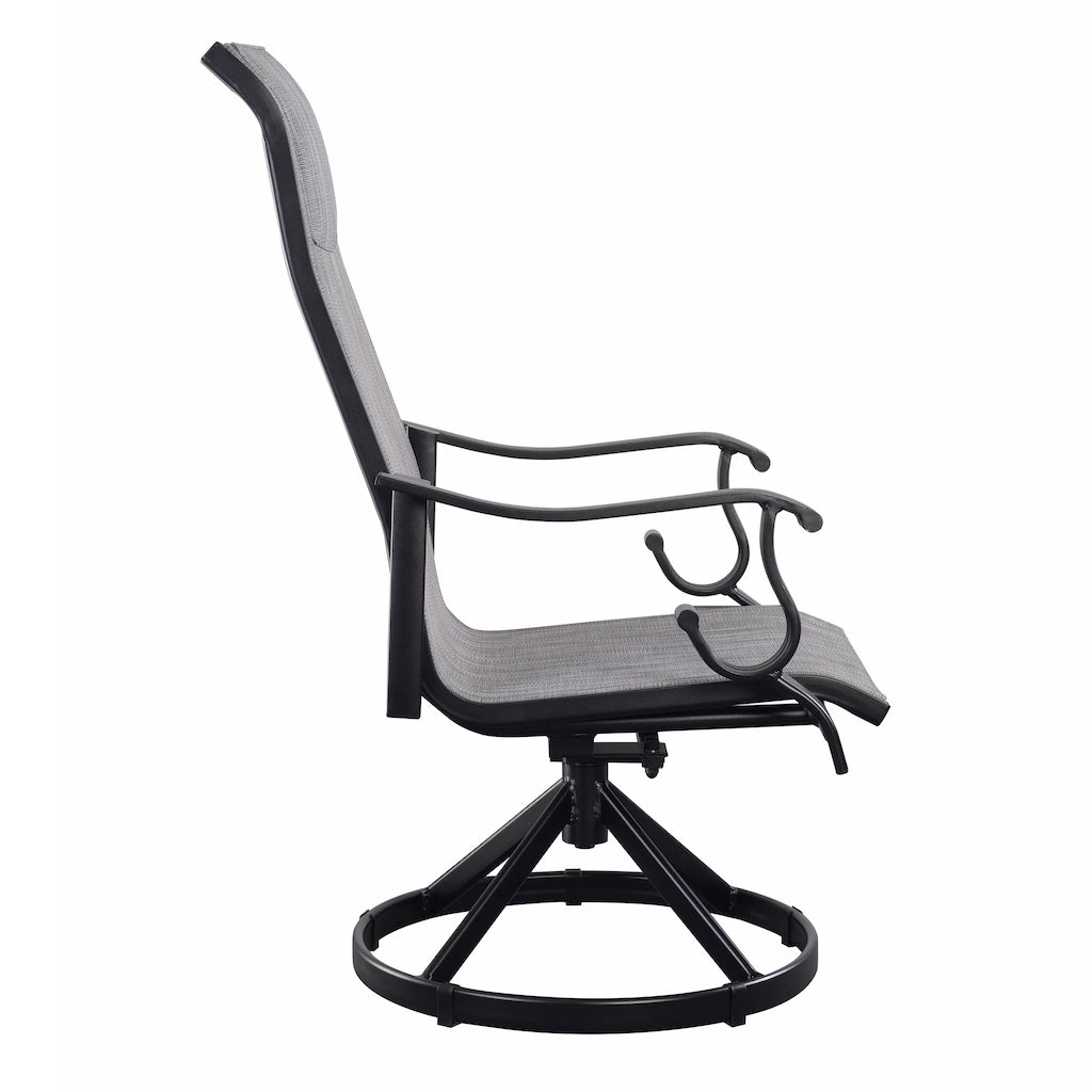 Westin Swivel Rocking Sling Dining Chair Set in Black
