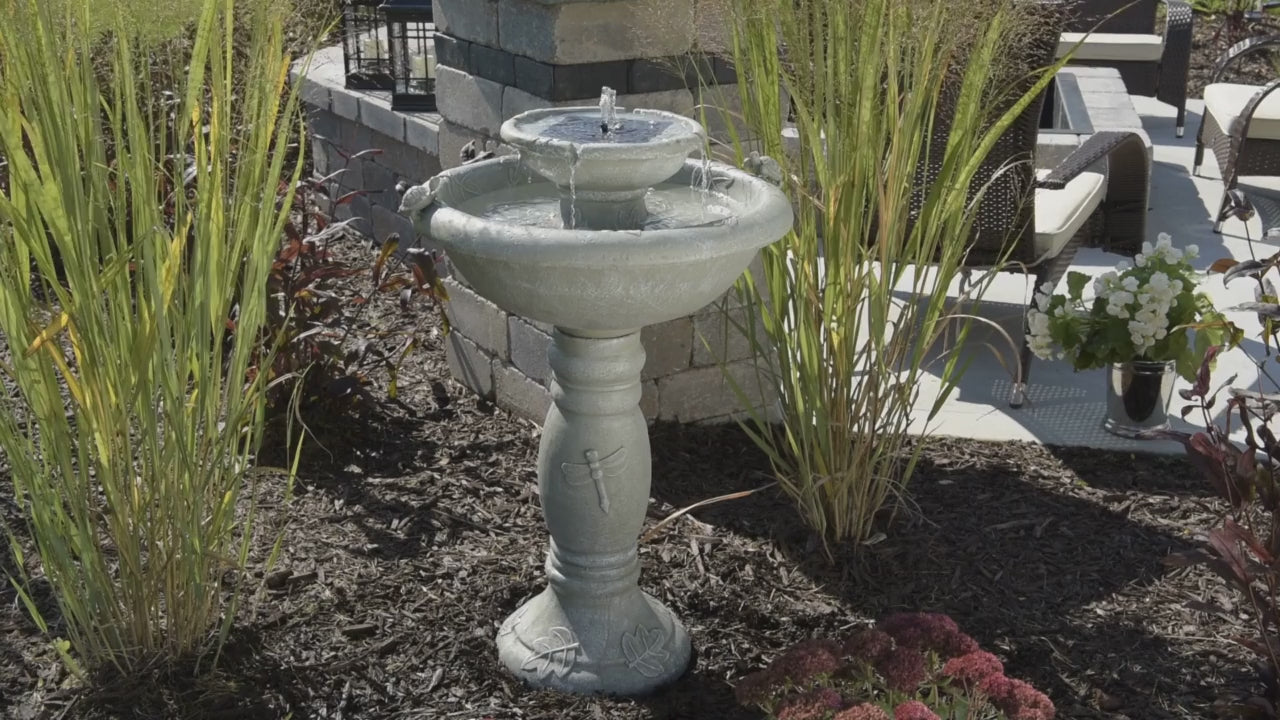Country Gardens Fountain with Remote in Weathered Stone