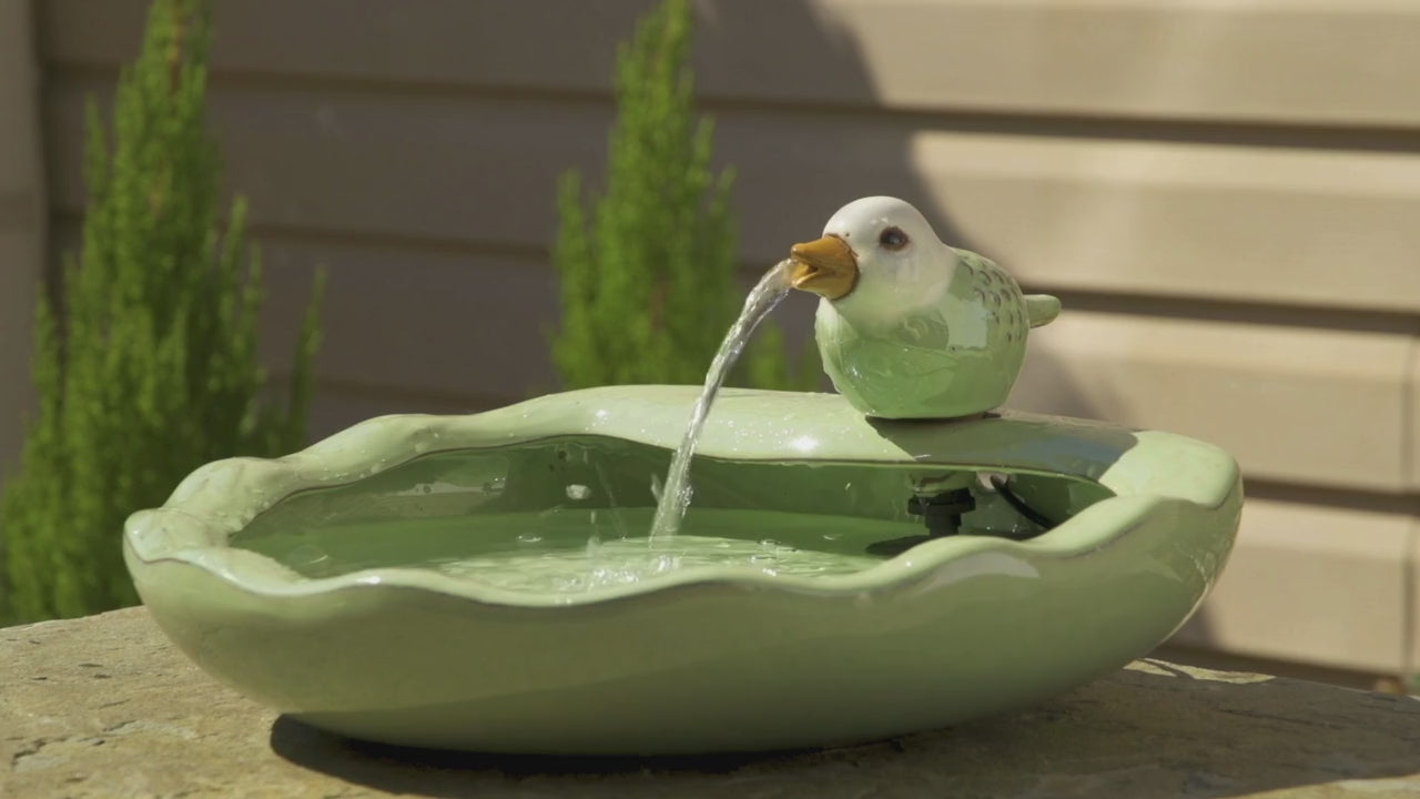 Ceramic Bird Solar Fountain